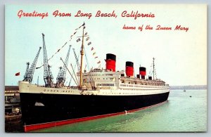 Cunard  White Star Line  Queen Mary  Long Beach  California  Postcard