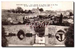 Old Postcard Thouars General view of Lower Town and the XIII century Bridge c...