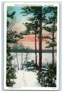 c1920s Winter Scene From Keystone Cabin. Lake Harmony Postcard F118E