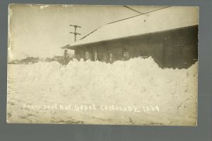 Canton SOUTH DAKOTA RPPC 1909 DEPOT Train Station BLIZZARD nr Sioux Falls Tea