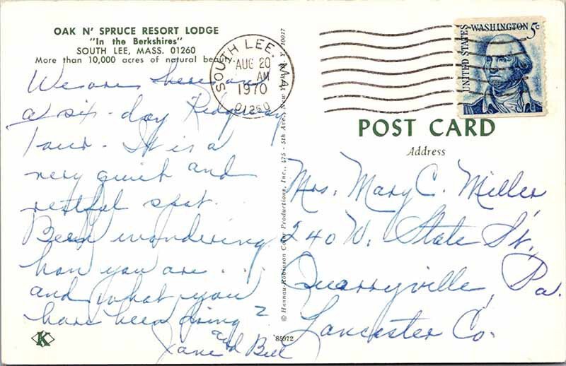 Postcard RESORT SCENE Lee Massachusetts MA AM4572