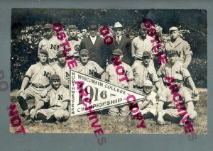 Watertown WISCONSIN RPPC 1916 BASEBALL TEAM Champions NORTHWESTERN COLLEGE