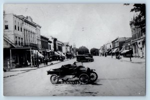 Hamburg Iowa IA Postcard Main Street Cars Lined Shop Stores People Scene Vintage