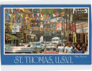 Postcard Main Street, St. Thomas, Charlotte Amalie, United States Virgin Islands