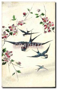 Old Postcard Swallows