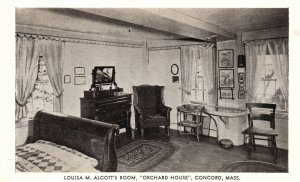 Vintage Postcard 1920's Louisa Alcott's Room Orchard House Concord Massachusetts