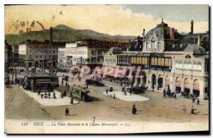 Old Postcard The Nice Massena Square and the Municipal Casino