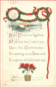 Vintage Postcard 1922 Best Christmas Wishes All Joy And Love I Wish To You