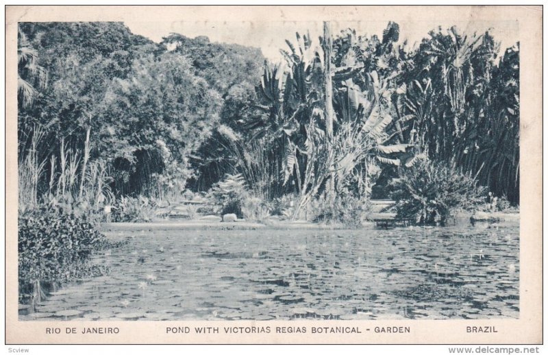 RIO DE JANEIRO, Brazil; Pond with Victorias Regis Botanical - Garden, New Yor...