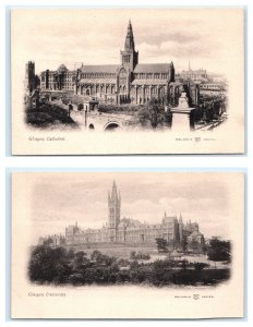 Set of 2 Glasgow University & Cathedral UDB 'Reliable Series' Postcards