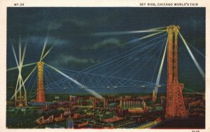 Vintage Postcard 1930's Sky Ride Towers Chicago World's Fair Illinois ILL