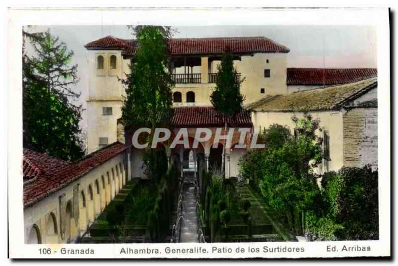 Postcard Old Algambra Granada Generalife Patio De Los Surtidores