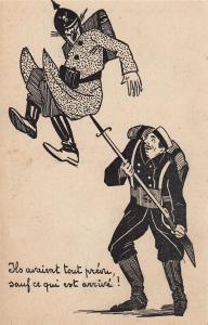 Anti Kaiser military satire caricature World War I France postcard