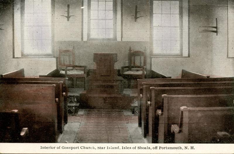 NH - Isles of Shoals. Star Island, Old Gosport Church, Interior