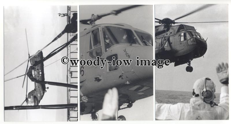 su3263 - Close Views of a Royal Navy Helicoptor Landing on Ship - 3 photographs