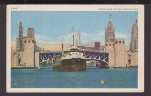 Illinois CHICAGO - Outer Drive Bridge and Skyline, gateway to water-way ~ WB