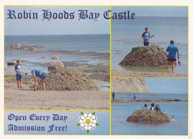 Robin Hoods Bay Making Sand Castles Gift Shop Advertising Yorkshire Postcard