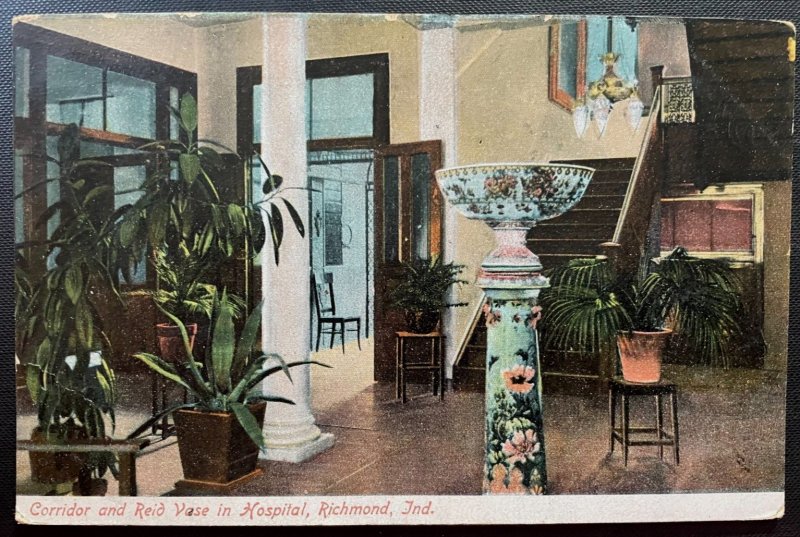 Vintage Postcard 1907-1915 Reid Hospital Corridor & Reid Vase, Richmond, Indiana