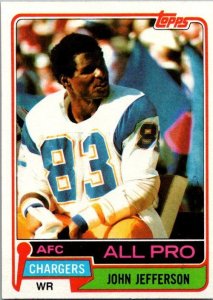 1981 Topps Football Card John Jefferson San Diego Chargers sk60143