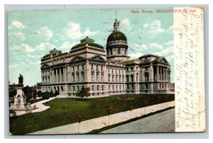 Vintage 1907 Postcard State House Building & Gardens Indianapolis Indiana