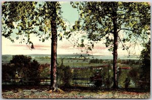 River View From O'Fallon Park Saint Louis Missouri Trees & Benches Postcard