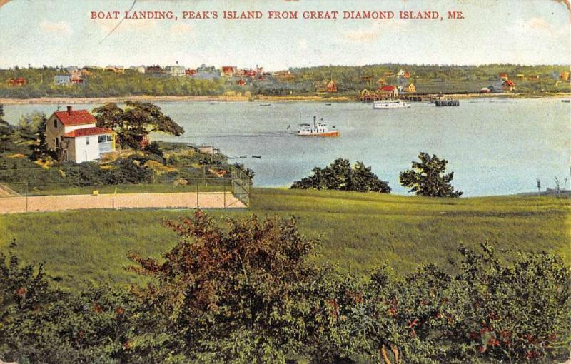 Great Diamond Island Maine Peaks Island Boat Landing Antique Postcard K93138