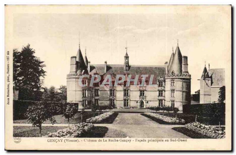 Gencay Old Postcard Chateau de la Roche Gencay main Facade South West