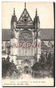 Old Postcard Sens La Cathedrale The Moses Portal