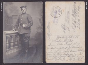 GERMANY 1916, Fieldpost card, RPPC, Soldier, WWI