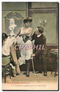 Fancy Old Postcard LChez the great couturier Let the length of your beautiful...