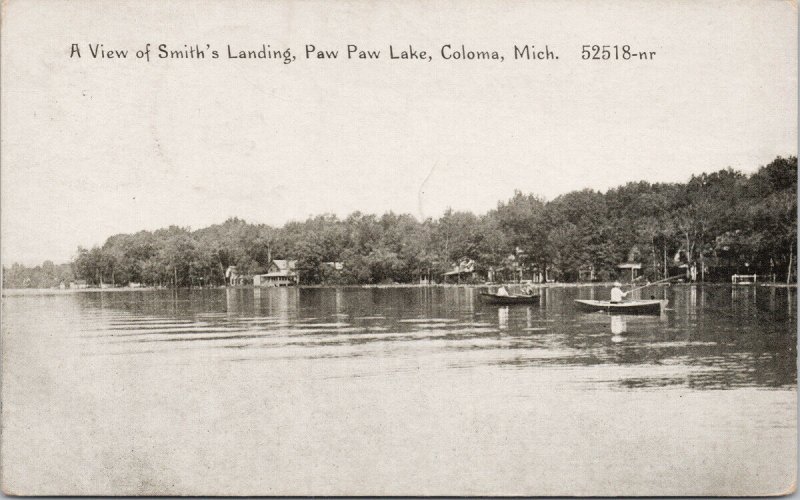 Smith's Landing Paw Paw Lake Coloma Michigan MI c1930 CR Childs Postcard E88
