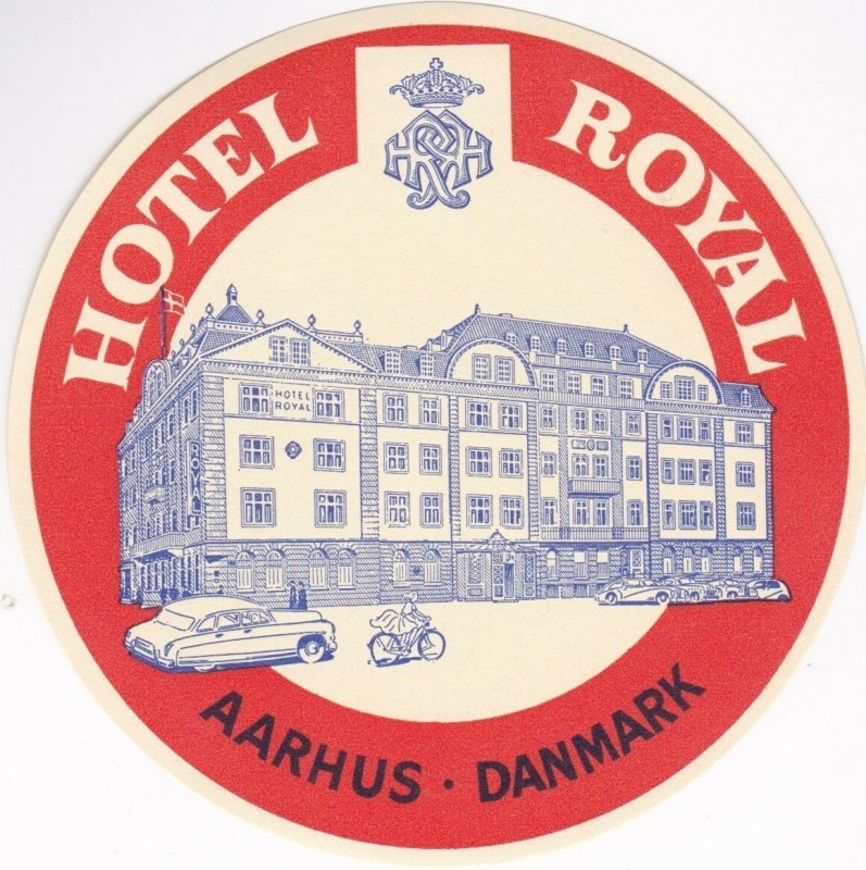 Denmark Aarhus Hotel Royal Vintage Luggage Label sk1581