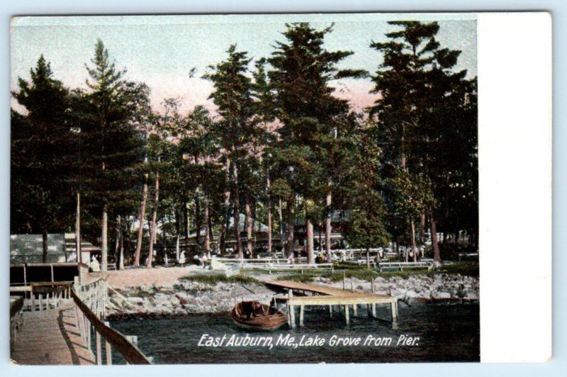 2 Postcards EAST AUBURN, Maine ME ~ LAKE GROVE HOUSE & View from Pier 1907 & UDB