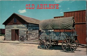 Old Abilene KS Wild Bill Hickok Cabin, Wagon Vintage Postcard C14