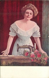 C-1910 New Home Sewing machine advertising woman Postcard 22-8593