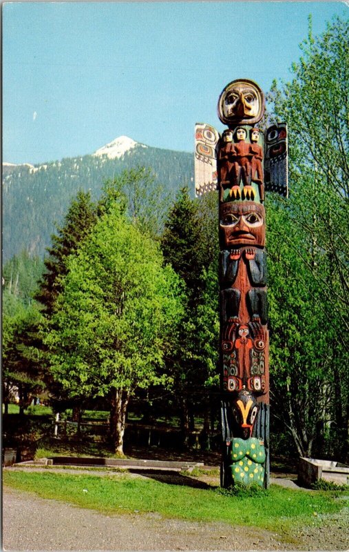 Raven Flood Totem Alaska AK Ketchikans City Park Postcard UNP VTG Mike Roberts 