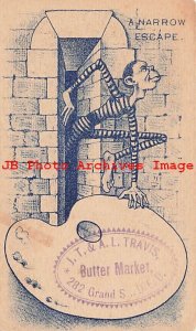 317381-Black Americana Victorian Trade Card,Travis Butter Market,A Narrow Escape