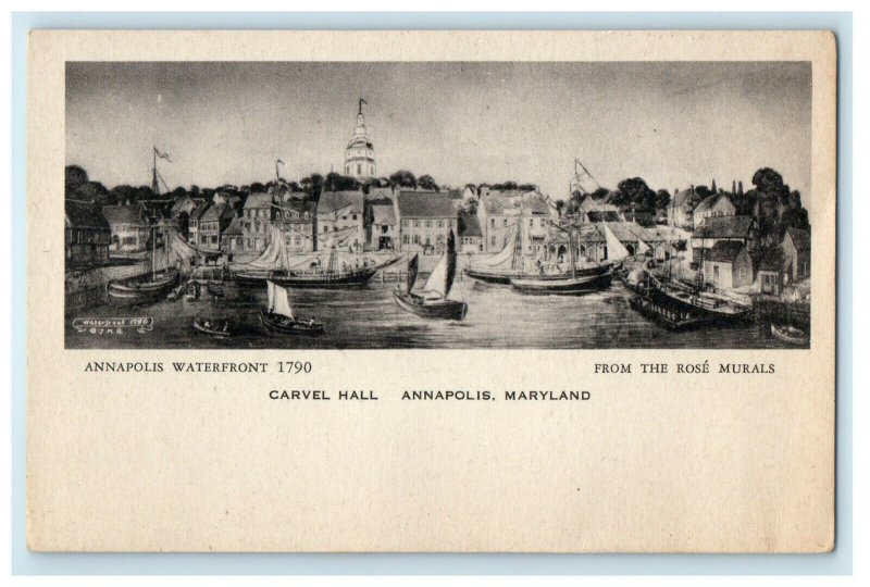 c1910s Carvel Hall, Waterfront, Annapolis Maryland MD Antique Unposted Postcard 