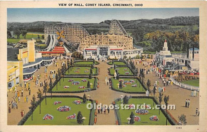 View of Mall, Coney Island Cincinnati, Ohio, OH, USA Unused 