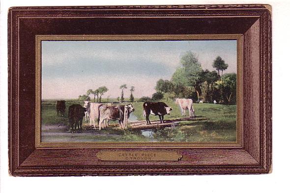 Cattle Painting by C Troyon, with Printed Frame Caledonia, JM GE & Co