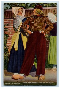 c1940s Two People Dancing, Tulip Time  Festival, Holland Michigan MI Postcard