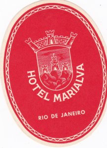 Brasil Rio De Janeiro Hotel Marialva Vintage Luggage Label sk2670.1