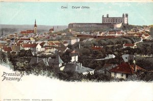 Pressburg Pozsony Czechoslovakia Birds Eye View Vintage Postcard AA110498