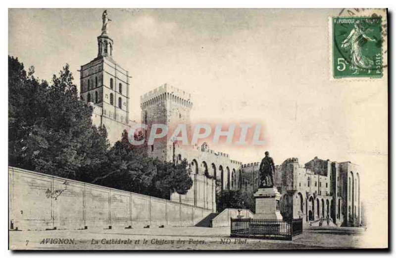 Old Postcard Avignon The Cathedral and the Chateau des Papes