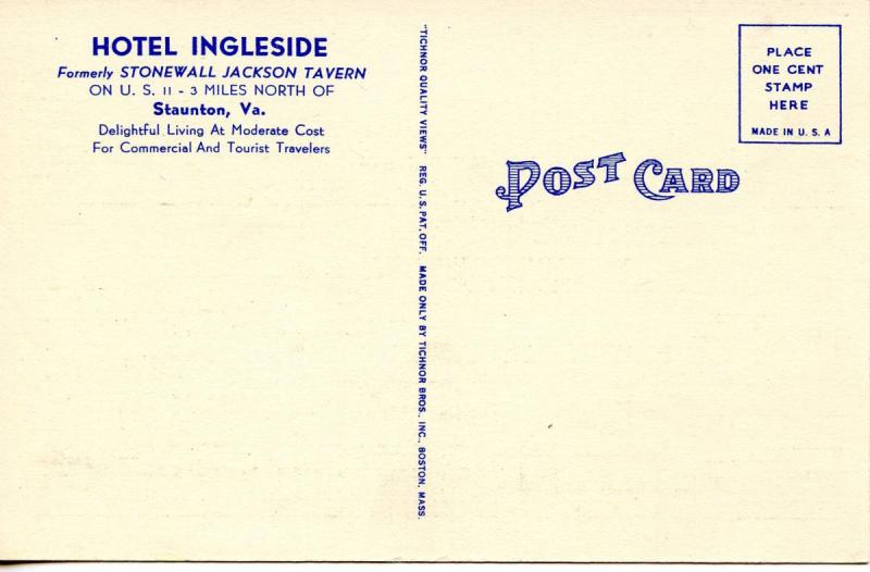 VA - Staunton, Hotel Ingleside (Formerly Stonewall Jackson Tavern)