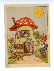 164039 MUSHROOM Amanita FROG & GNOME by ZEISE vintage PC