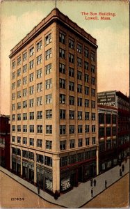 View of The Sun Building, Lowell MA c1913 Vintage Postcard R63