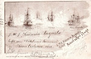 German Navy WWI Postcard c.1900s Ships Kaiserin Augusta Irene Wilhelm Arcona