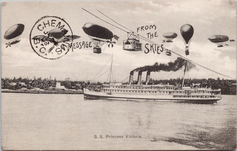 SS 'Princess Victoria' from the Skies BC Balloons Airship Postcard H31 *as is