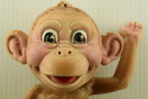 1950's Gerber Plastics Anthropomorphic Baby Monkey Rubber Squeak Toy 